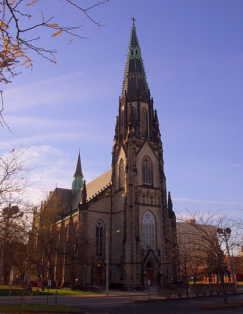 St. Joseph's Roman Catholic Church, Saint Joseph Catholic Church (Detroit, MI), exterior, quarter view